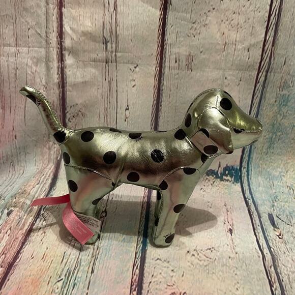 Victoria's Secret PINK Dog Metallic Light Green With Black Dots Spots Plush - Picture 4 of 5